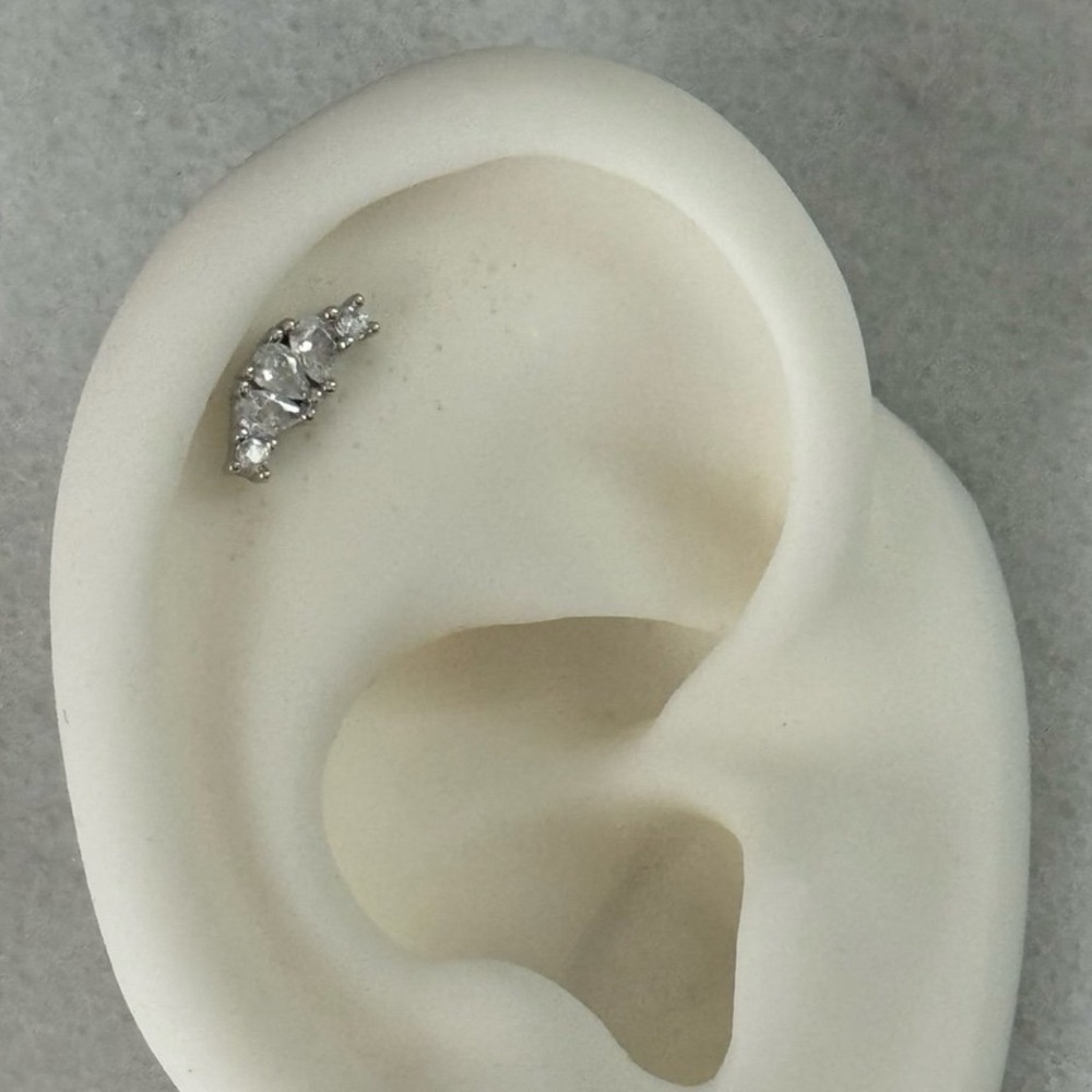 Sterling Silver Cubic Zirconia Curved Ear Climber Earrings - White